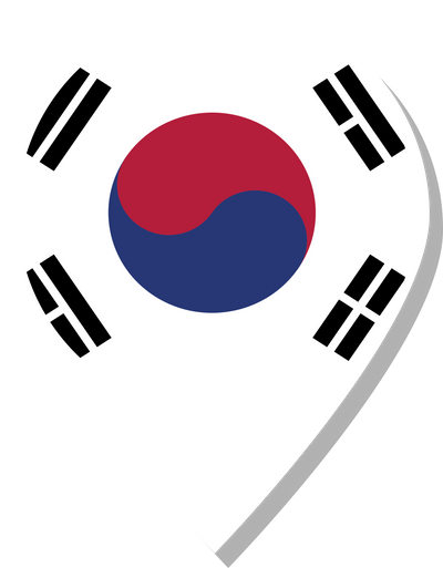 South Korea flag check-in icon.