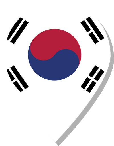 South Korea flag check-in icon.